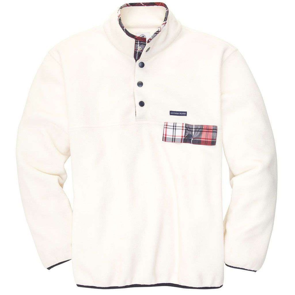 SOUTHERN PROPER Men’s Fleece Pullover W/Snap Buttons Size S - color Off White